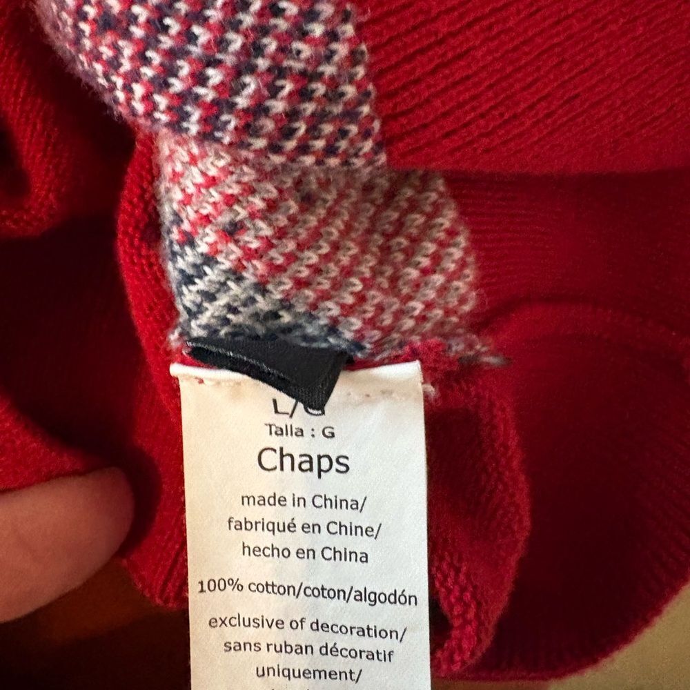 Chaps Argyle Sweater Vest Men’s Large Red Navy - Picture 5 of 6